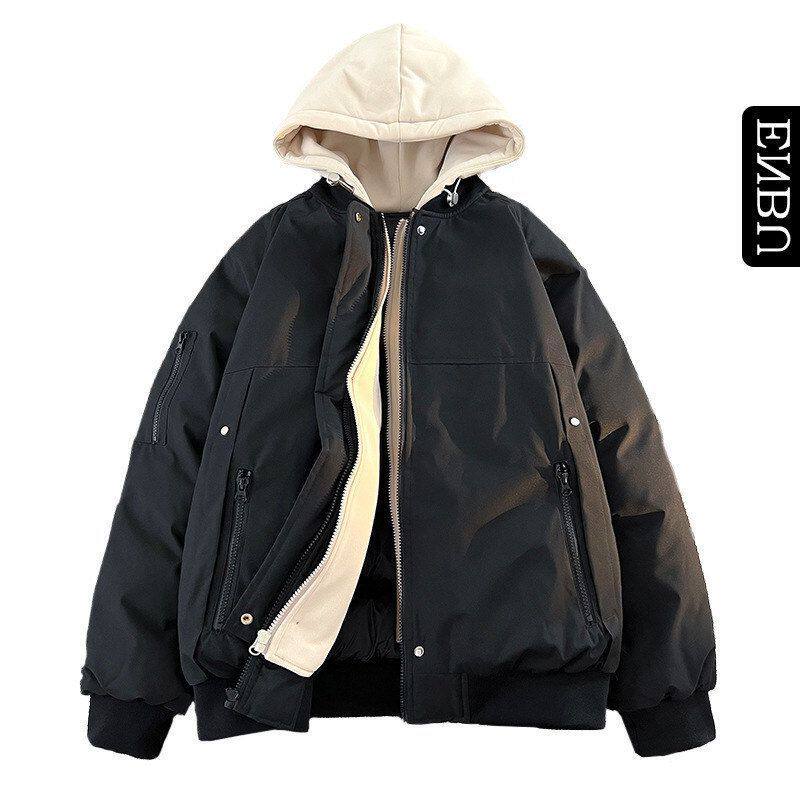 假两件连帽韩版保暖恩步棉服宽松
