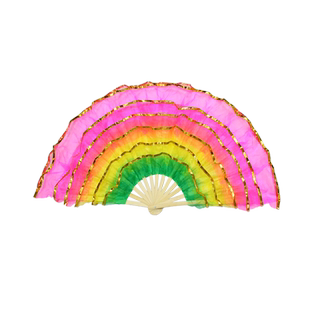 舞蹈纱扇跳舞广场儿童扭秧歌成人双面演出六层儿童扇子一对左右手