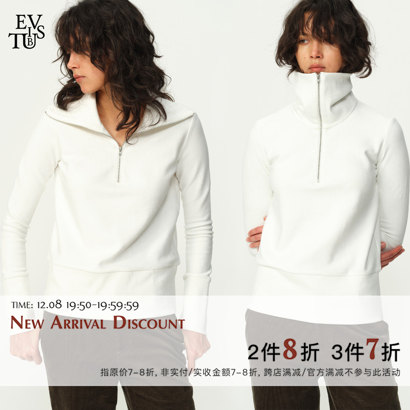 EVISTUB半开襟拉链基础翻领卫衣