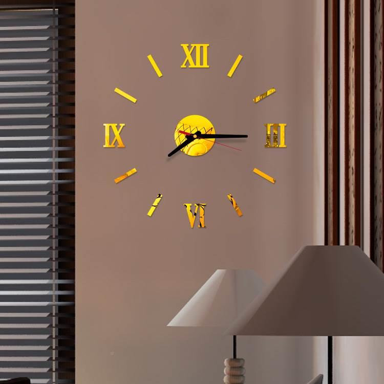 创意简约夜光数字时钟 DIY罗马数字挂钟书房客厅免打孔墙贴钟表