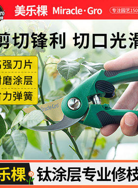美乐棵专业修枝剪刀钛涂层不锈钢园艺盆景家用修花树枝花艺剪工具
