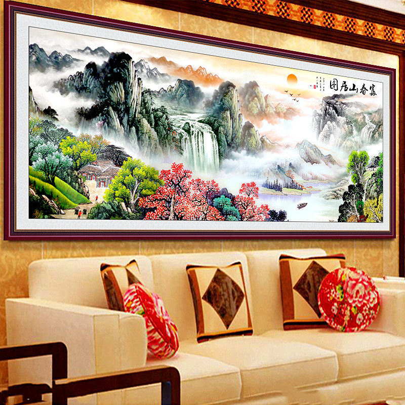 国画富春山居图壁布自粘山水画墙贴客厅沙发背景墙装饰画2025新款,家居饰品,现代装饰画,淘宝优惠券,粉丝福利购,淘宝优惠卷