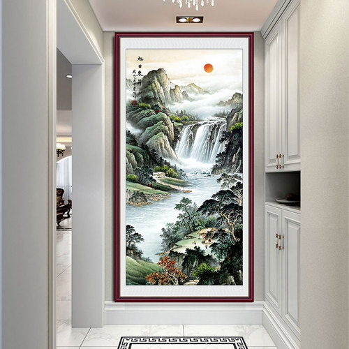竖式泰山迎客松自粘贴画