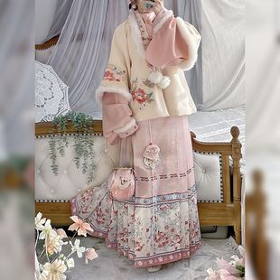 春风不语原创【之瑶】汉服女刺绣明制合领披袄立领琵琶袖拜年服冬