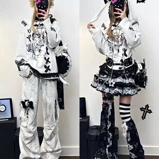 y2k朋克亚文化原宿蕾丝短裙暗黑辣妹蛋糕洛丽塔半身裙高腰蓬蓬裙
