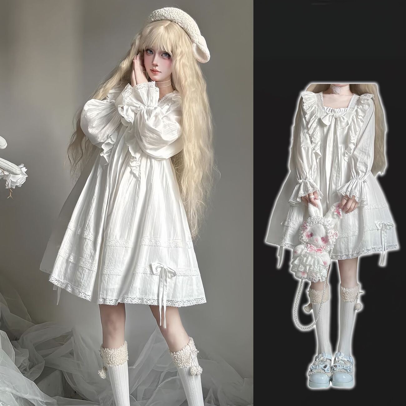 Lolita洛丽塔连衣裙女白色公主风