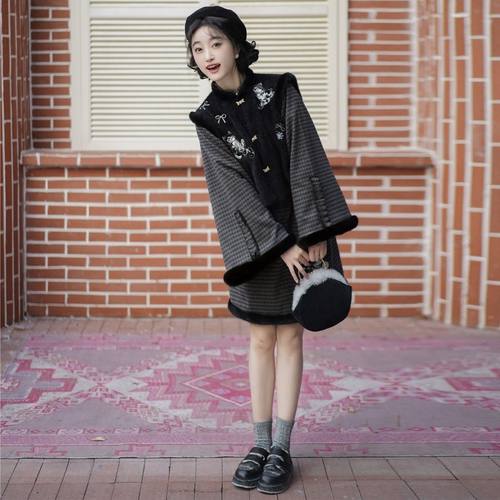 轻衫行原创假两件猫咪刺