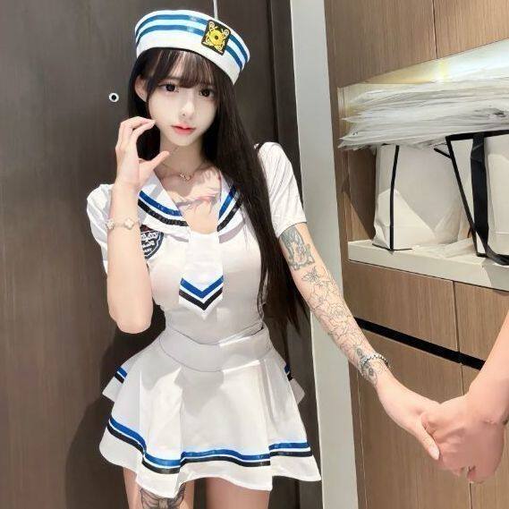 COS海军领水手服日系jk学院风制服套装清纯主播拉拉队服短裙