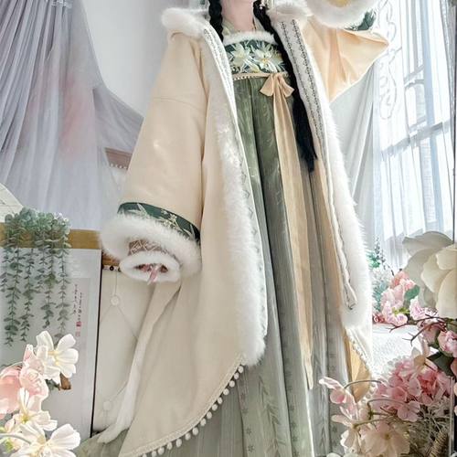 古月蝶原创汉服〖竹涧影保暖套装