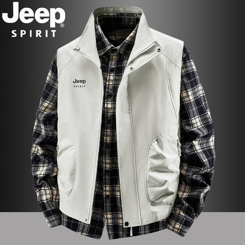 吉普马甲男士春秋季户外工装背心男装多口袋外穿马夹坎肩外套