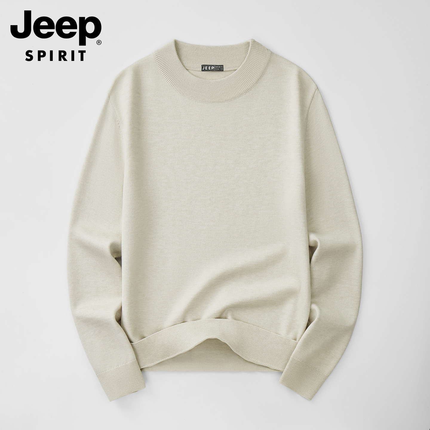 吉普加厚针织毛衫男款圆领套头防寒中青年爸爸装打底衫保暖毛衣