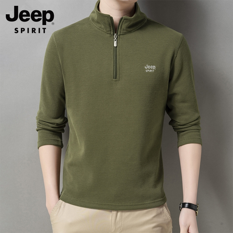 吉普春秋季新款半高领男士立领卫衣男装上衣宽松休闲长袖T恤