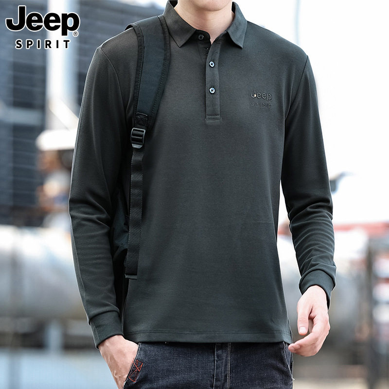吉普春秋季新款男士长袖时尚商务休闲T恤潮流刺绣百搭POLO衫,男装,T恤,淘宝优惠券,粉丝福利购,淘宝优惠卷