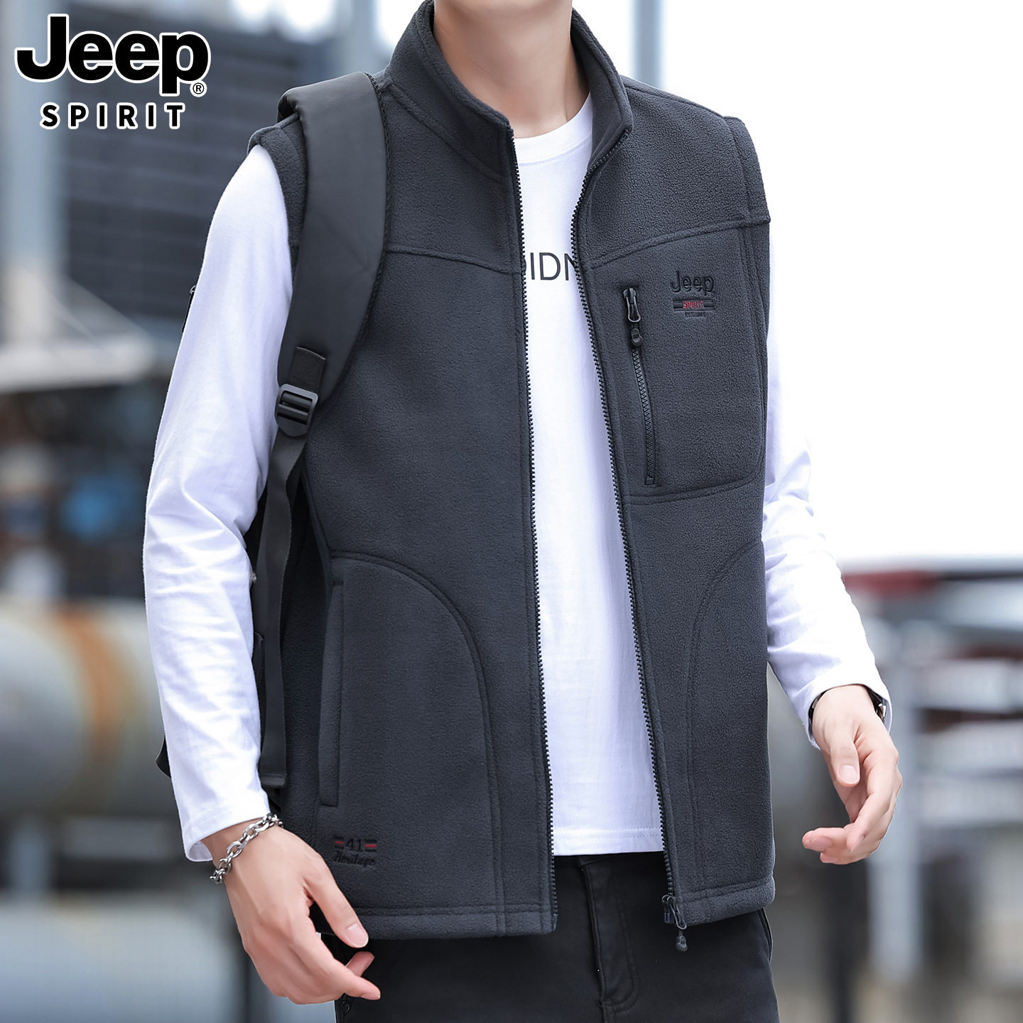 JEEP SPIRIT吉普秋冬季新款男士马甲抓绒保暖坎肩商务休闲外套,男装,常规马甲,淘宝优惠券,粉丝福利购,淘宝优惠卷