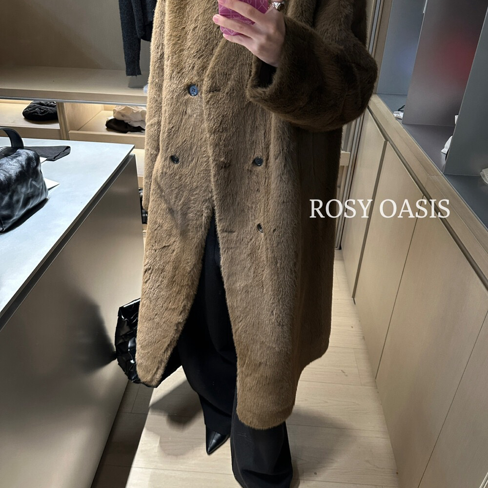 皮毛一体复古风宽松长款外套保暖皮毛一体外套（不退不换）