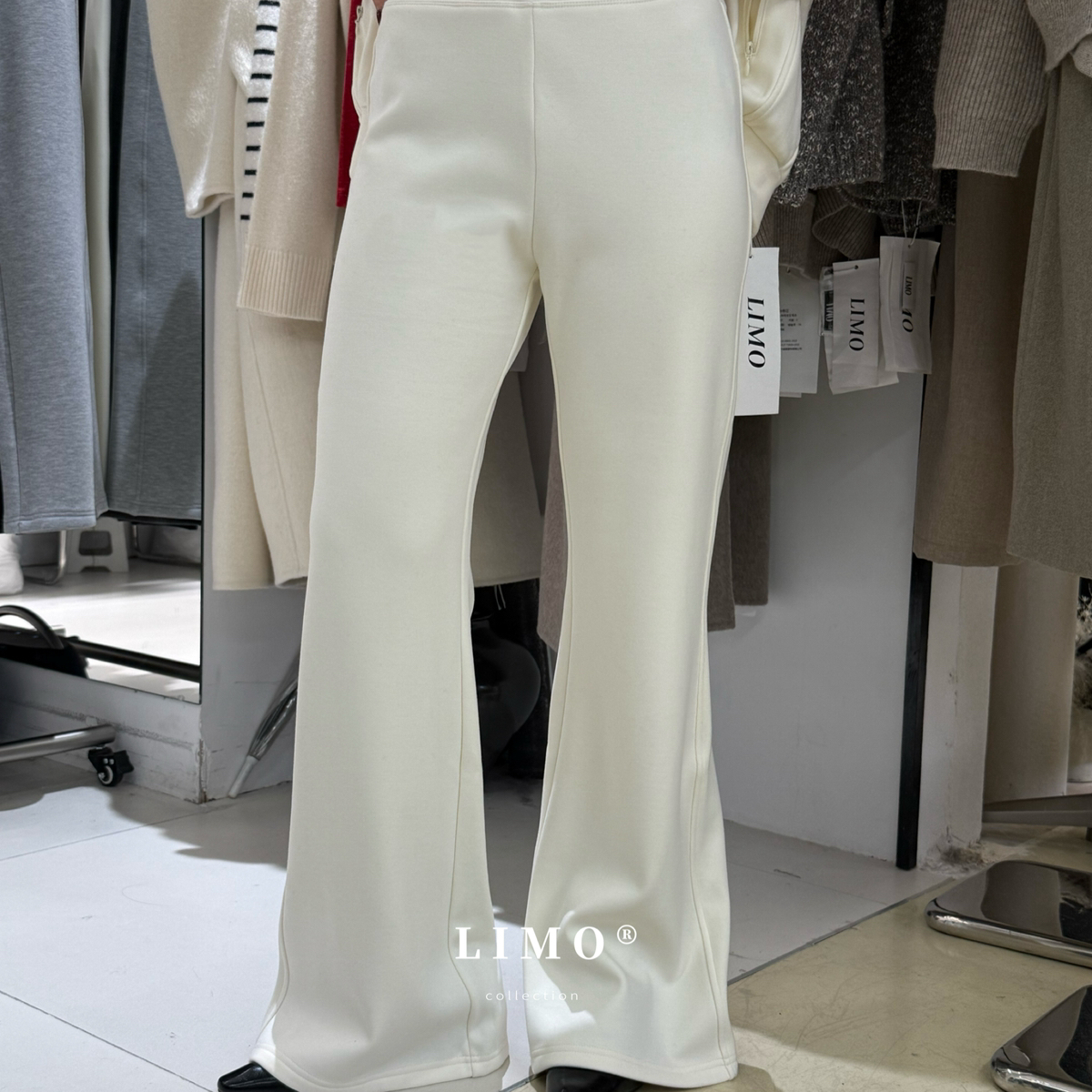 冬上新lulu风加绒细绒棉微喇叭休闲裤