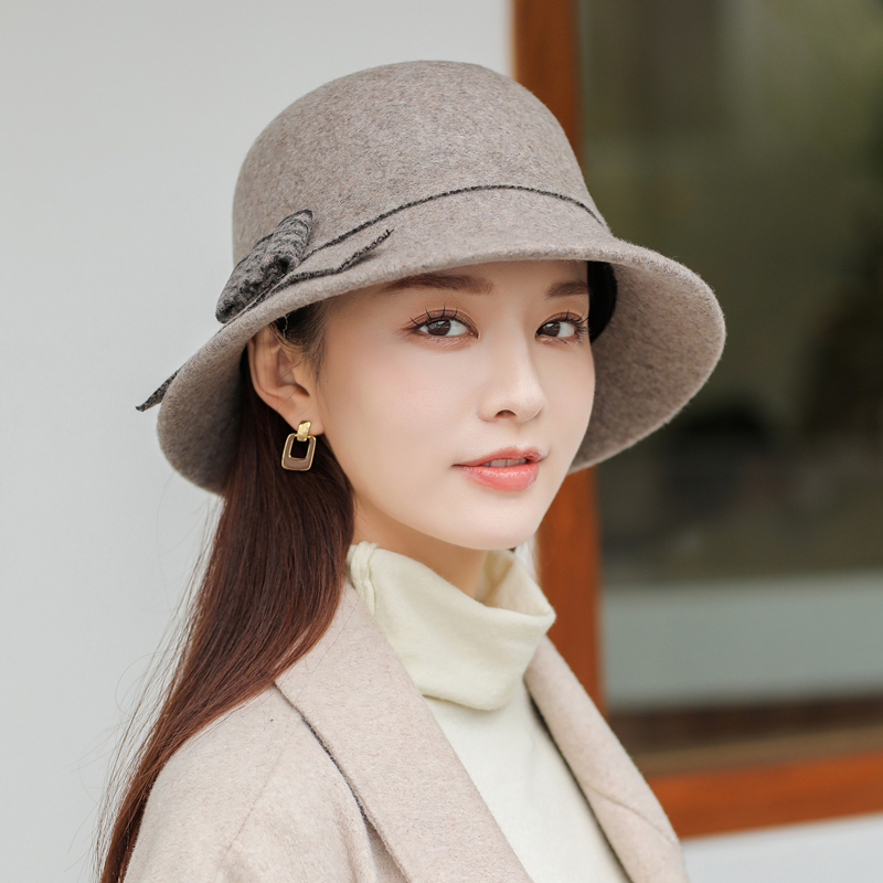 优雅风羊毛冬季圆脸洋气妈妈帽子