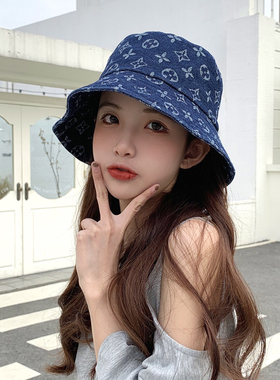 日系显脸小百搭牛仔ins渔夫帽子