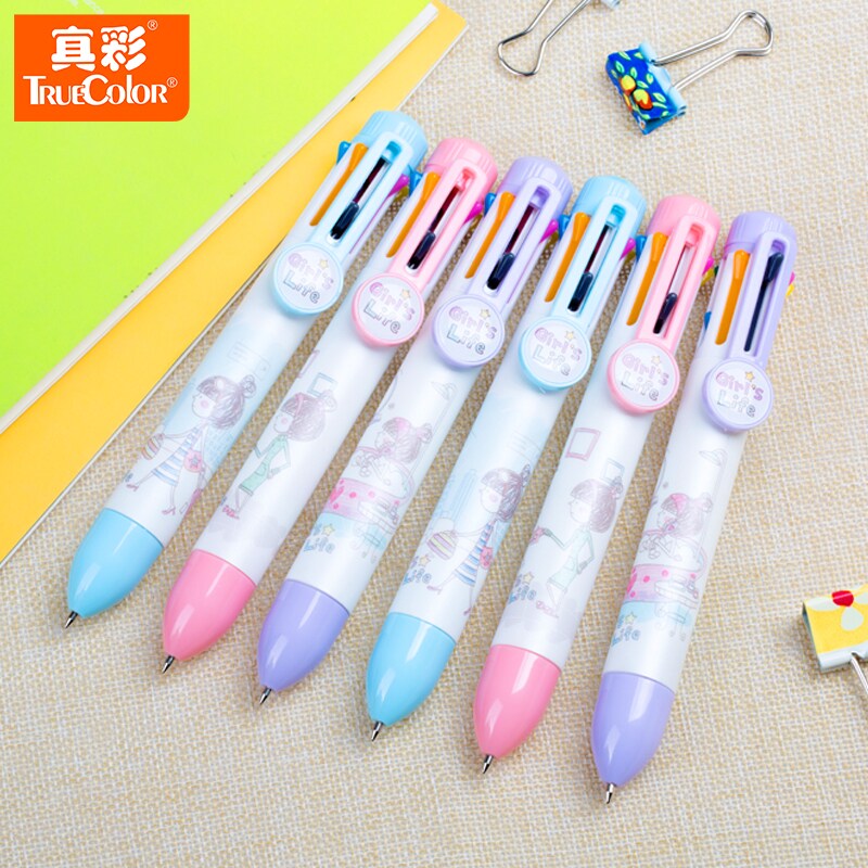 真彩八色圆珠笔创意卡通多功能学生用按动彩色手账diy韩国文具可爱小