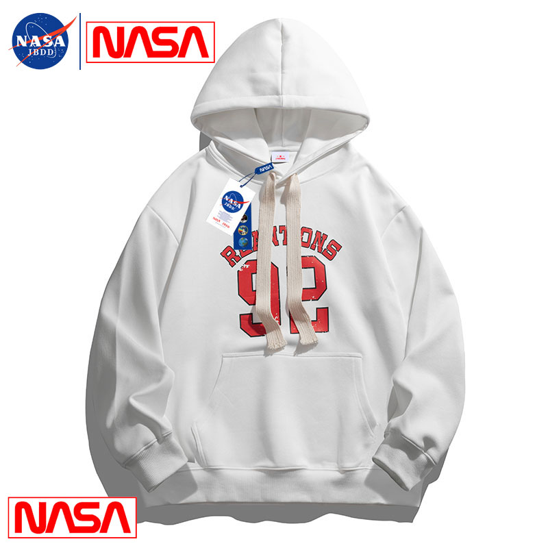 nasa官网联名潮牌连帽卫衣男春秋季套头情侣上衣服宽松百搭外套男