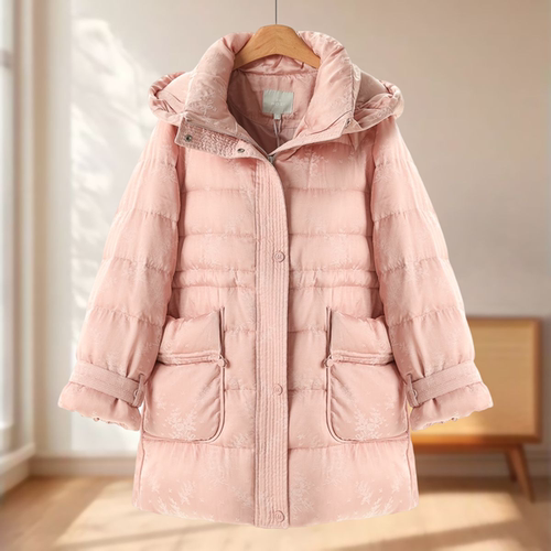 专柜1899 50%铜氨纤维【兹】冬装 内腰抽绳连帽提花羽绒服092