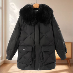 蓬松狐狸大毛领插肩袖 冬装 羽绒服229 专柜2689