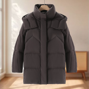 鹅绒服【博】25冬装 蓬松感插肩袖休闲209克加厚中长款羽绒服206