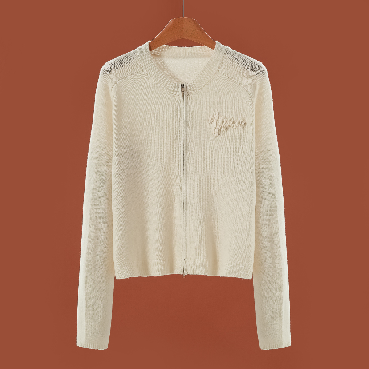 专柜799 100绵羊毛【木X】冬装 双头拉链插肩袖圆领毛衣外套611