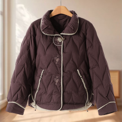 专柜2350鹅绒服【纳】冬装*绍 刺绣编织袢扣拼色包边羽绒服606