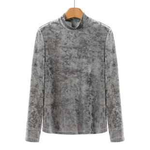 朗 新款 立领后拉链显瘦打底丝绒T恤小衫 2025秋季 女装 217