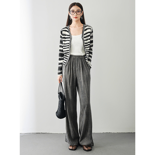 89%再生纤维素纤维 秋季 兰 503 松紧高腰含亚麻宽脚裤 专柜469