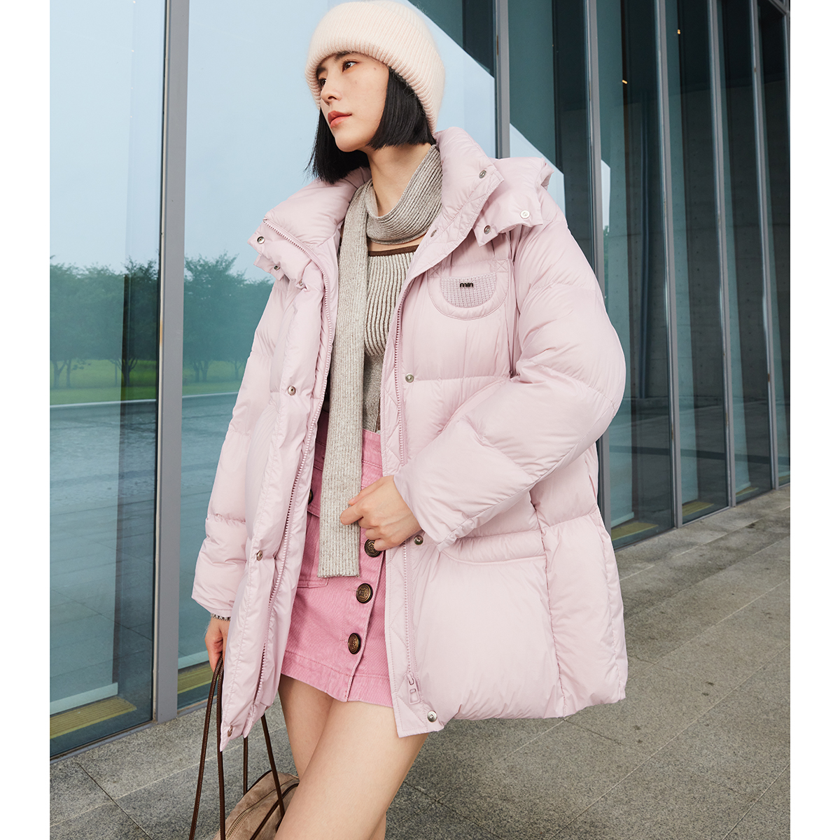 专柜2599【弟】25冬装 针织编织插肩袖190G厚款中长羽绒服063