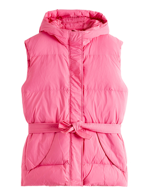 【捷】冬装 A版配腰带修身连帽马甲羽绒服SJ126弜