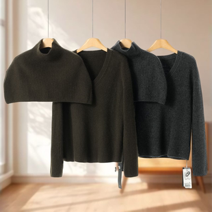 冬装 莫Y 小众披肩两件套纯色套头毛衣122 29%兔毛 专柜1299
