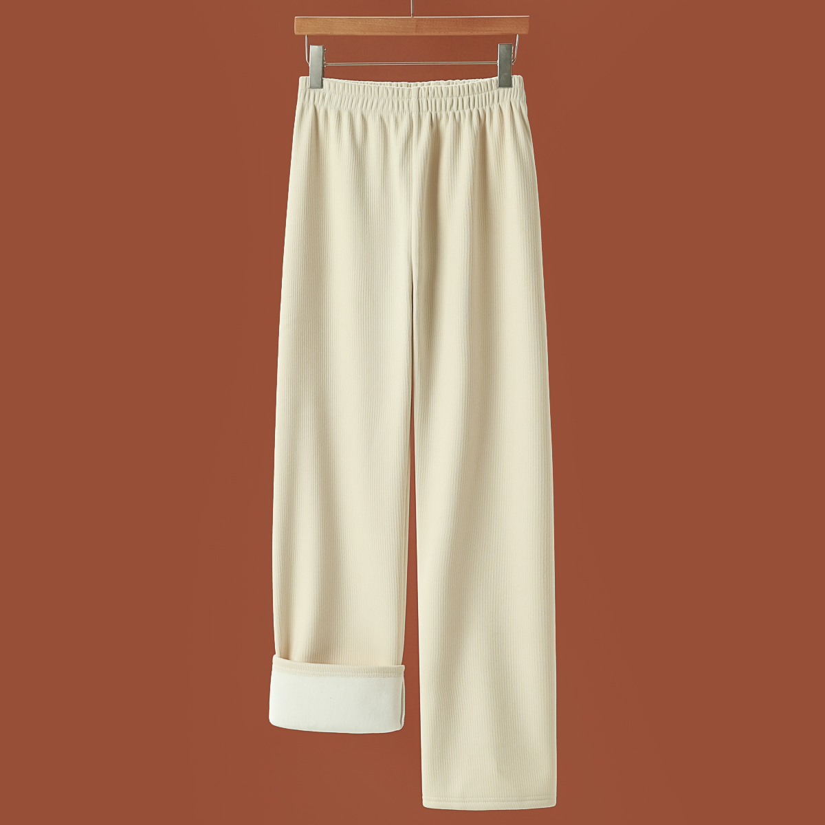 专柜299【贝】冬装 松紧高腰无口袋加绒直筒裤065