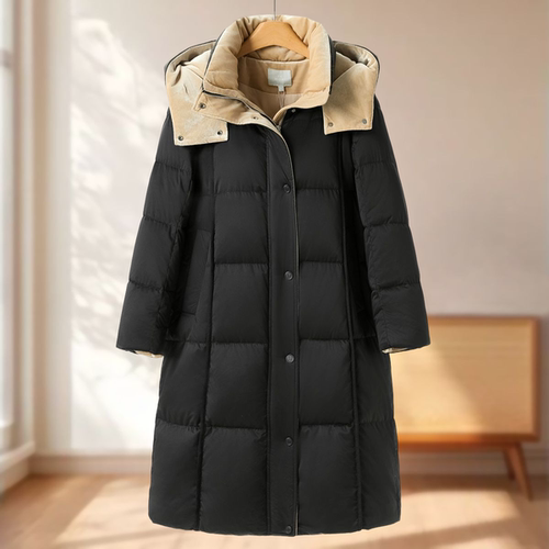 专柜1899【兹】冬装 立领连帽过膝保暖简约羽绒服030