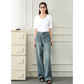 新款 专柜439 女 010 秋季 兰 直筒前后袋含再生纤维素纤维牛仔裤