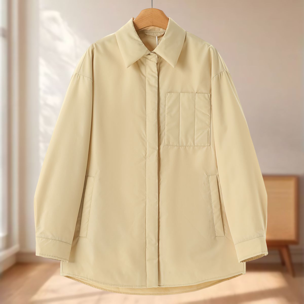 专柜1779鹅绒服【弟】冬装 A版休闲落肩袖衬衫式羽绒服662