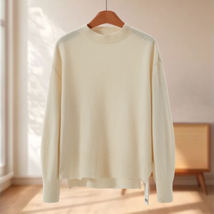 冬装 木X 前短后长开叉宽松套头毛衣172 100绵羊毛 专柜679