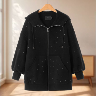 连帽灯笼袖 专柜1699 冬装 莫Y 烫钻双面呢大衣563 71%绵羊毛