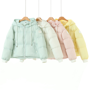 【羽】冬装 保暖手套袖抽绳连帽饱满蓬松短羽绒服806