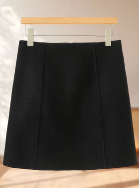 专柜699 100绵羊毛【木X】冬装 包臀显长腿A字毛呢短裙702