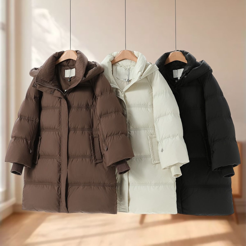 专柜1899【木X】冬装 插肩袖A版型中长连帽羽绒服598弜