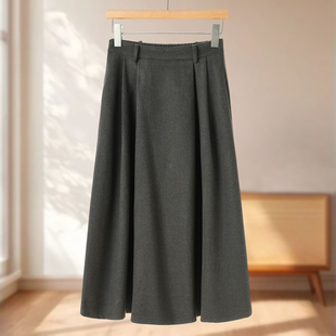 拼折遮胯伞裙后腰松紧大摆半身裙657 冬装 专柜499 兰