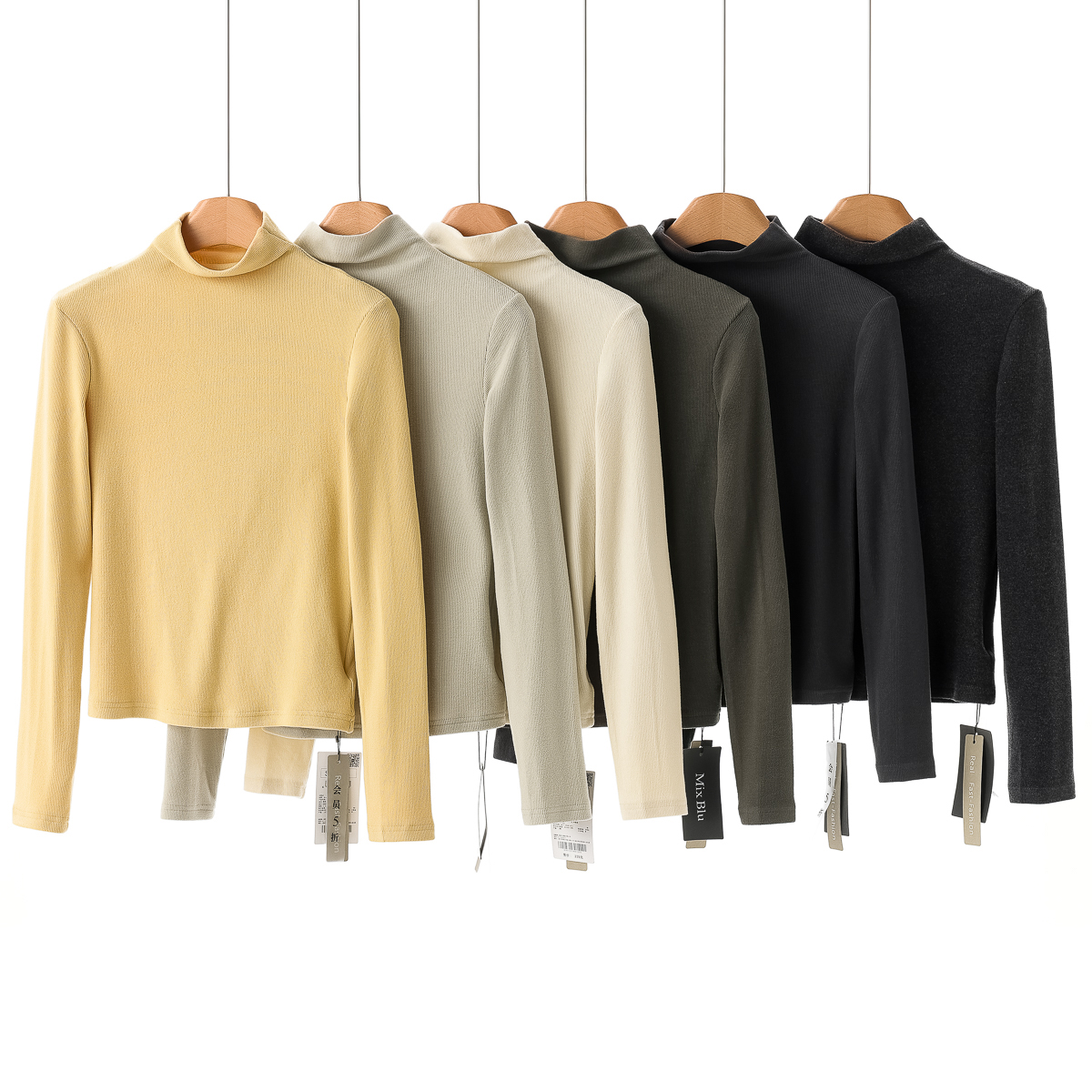 专柜239 66%粘纤【兰】秋装 6色可挑选高领显瘦打底T恤衫198