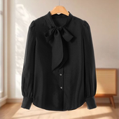 飘带领真丝衬衫 专柜899 734 莫Y 冬装 84%再生纤维素 5%桑蚕丝