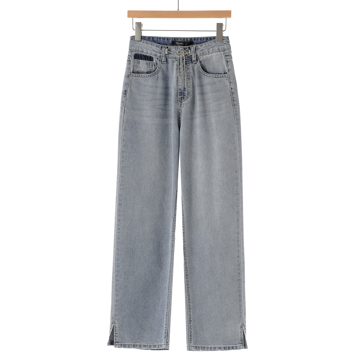 专柜469【兰】 链条高腰垂坠感开叉直筒牛仔裤010~秋季新款女装