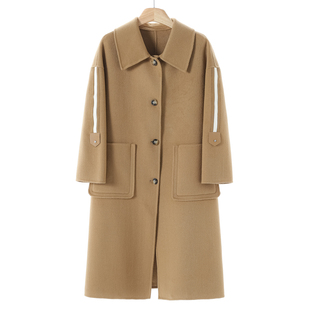 1799 100绵羊毛【熏】冬装*绍 纯色单排扣长款双面毛呢外套506