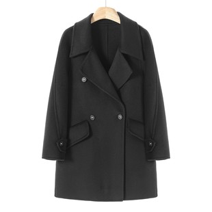 专柜1599 100绵羊毛【熏】冬装*绍 纯色西装翻领双面毛呢外套368
