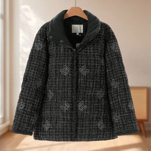 亮丝混织小香风一手长羽绒服311 冬装 专柜1699 木X